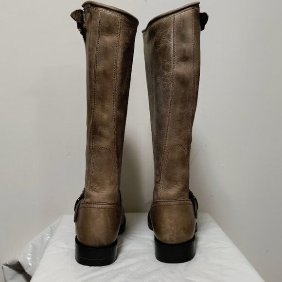 Frye Veronica Slouch Distressed Biker Rocker Prairie Boot Brown Womens Size 6.5 - Picture 4 of 14